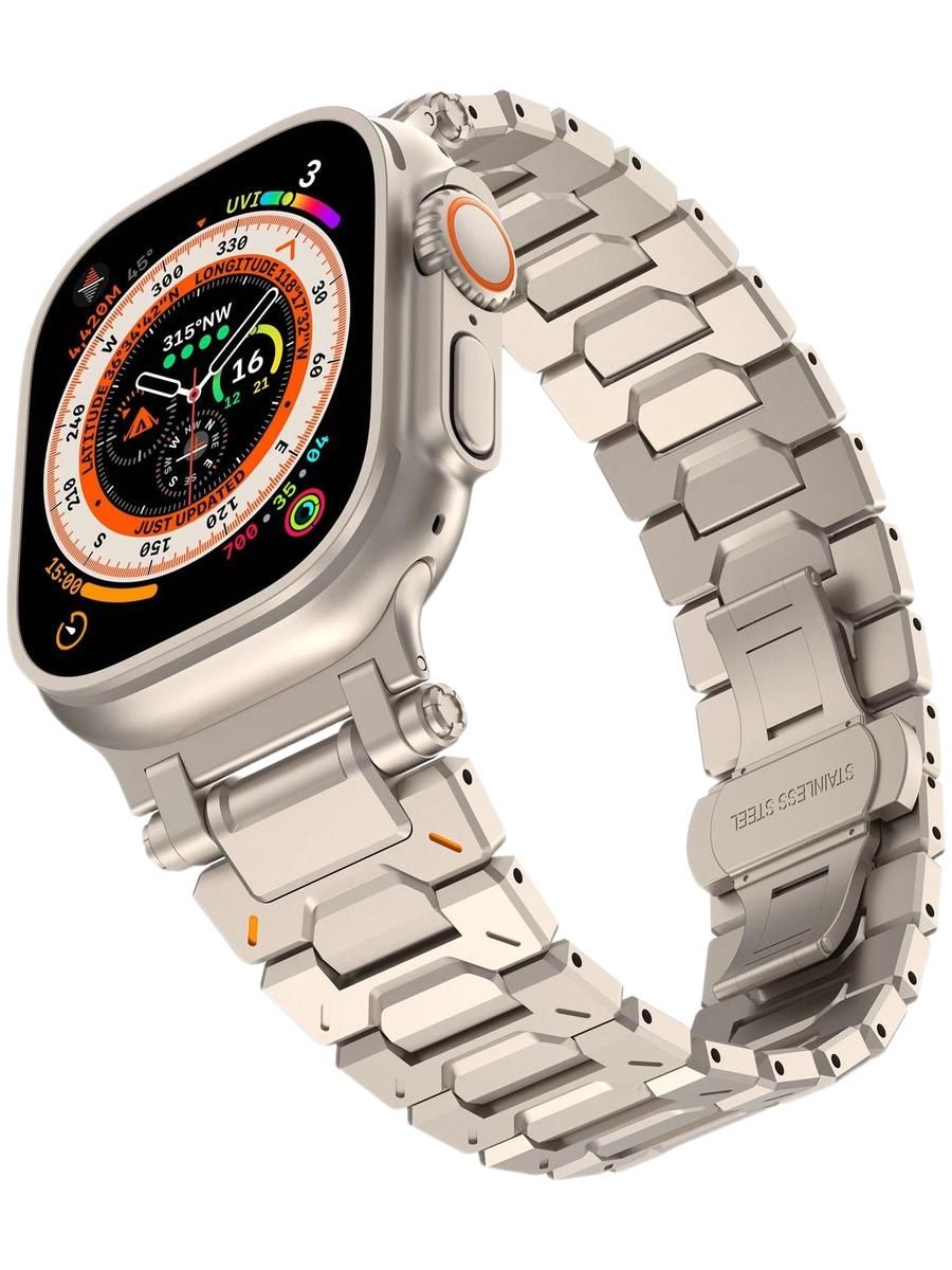 Премиальный блочный ремешок для Apple Watch 42 / 44 / 45 / 46 / Ultra 49 mm Titan