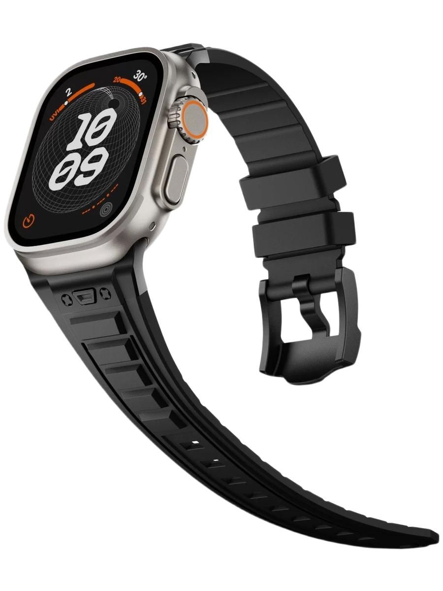 Премиальный ремешок для Apple Watch 42 / 44 / 45 / 46 / Ultra 49 mm Dark Titan Rubber Black