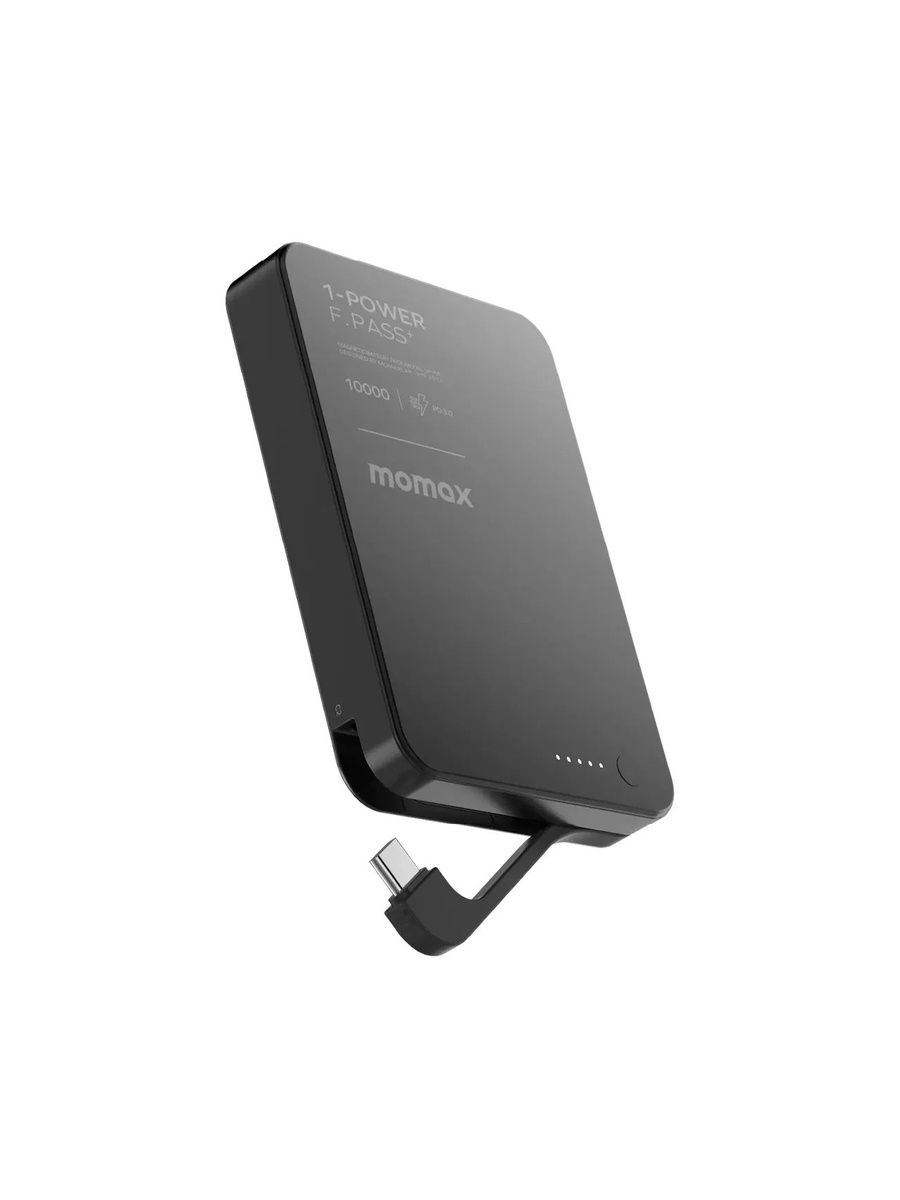 Повербанк Magsafe MOMAX 1-Power F.pass+ 10000 Black Магнитный с Проводом Type-C