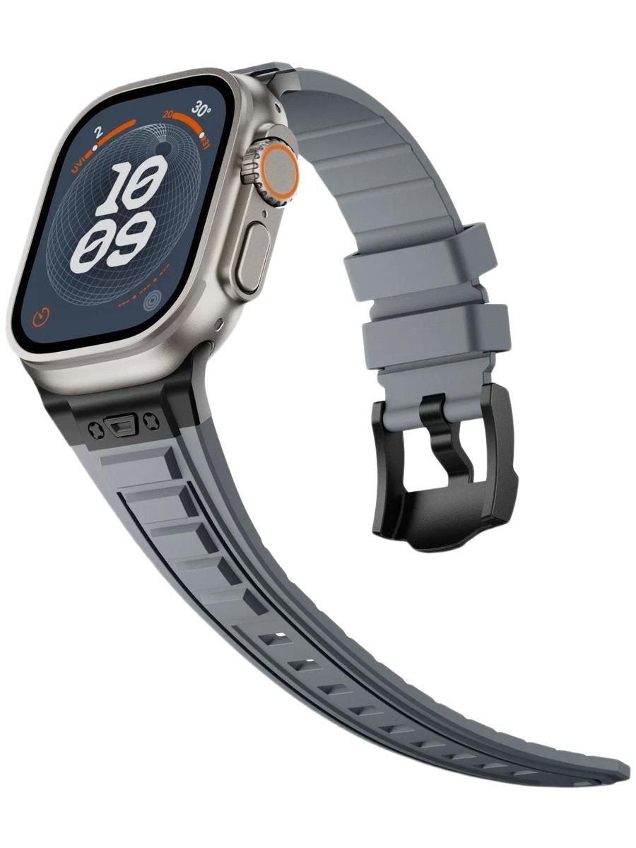 Премиальный ремешок для Apple Watch 42 / 44 / 45 / 46 / Ultra 49 mm Dark Titan Rubber Grey