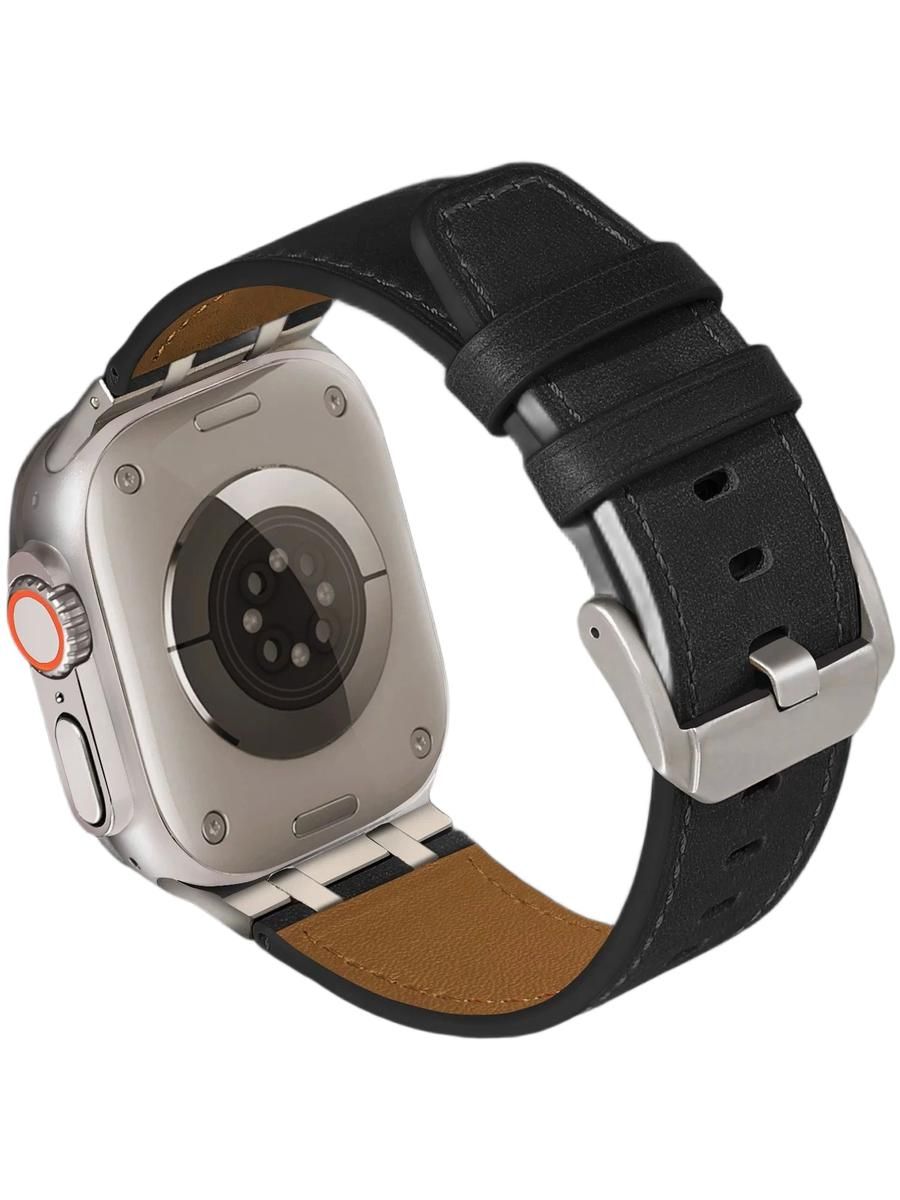 Кожаный ремешок для Apple Watch 42 / 44 / 45 / 46 / Ultra 49 mm Titan Black