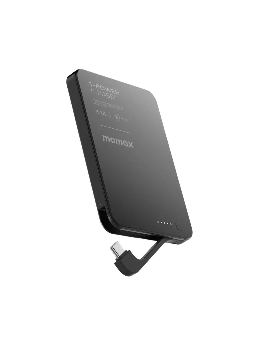 Повербанк Magsafe MOMAX 1-Power F.pass+ 5000 Black Магнитный с Проводом Type-C